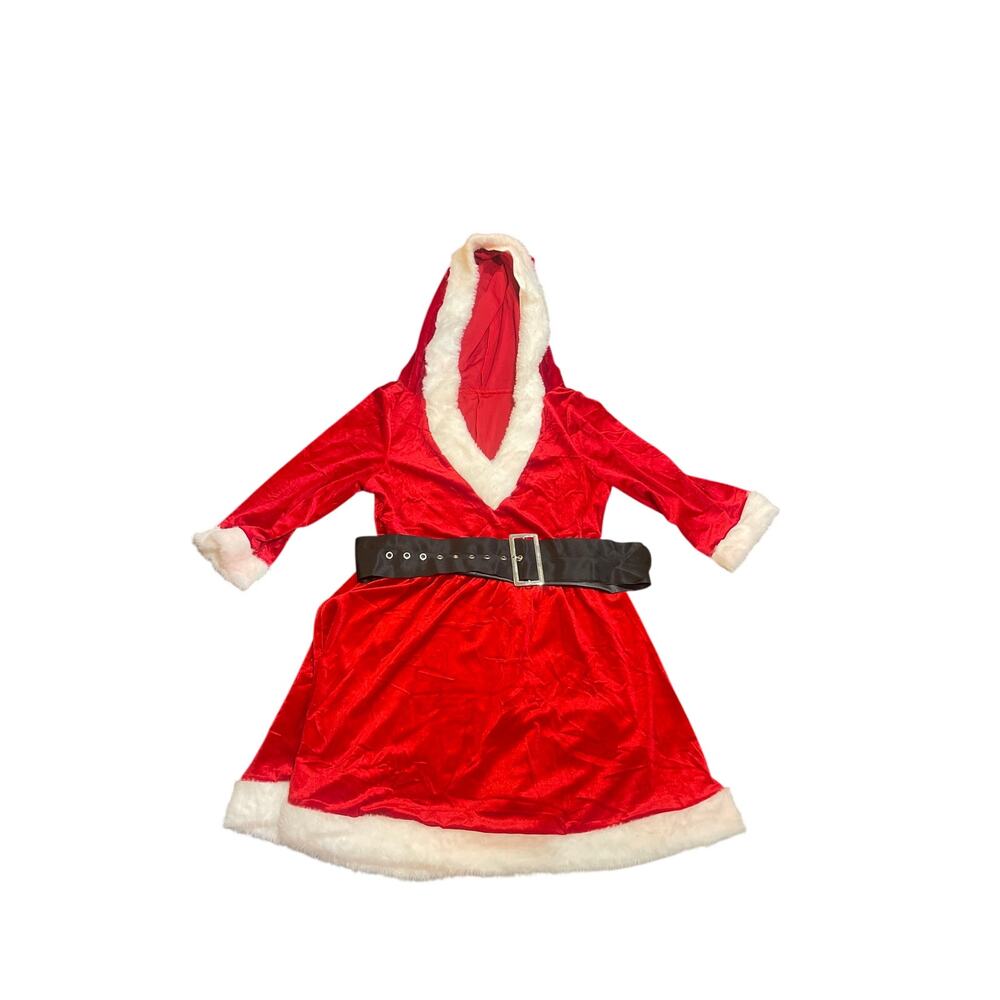 Santa Mrs. Claus Hooded Mini Dress Costume Christmas Holiday Girl SZ 10/12